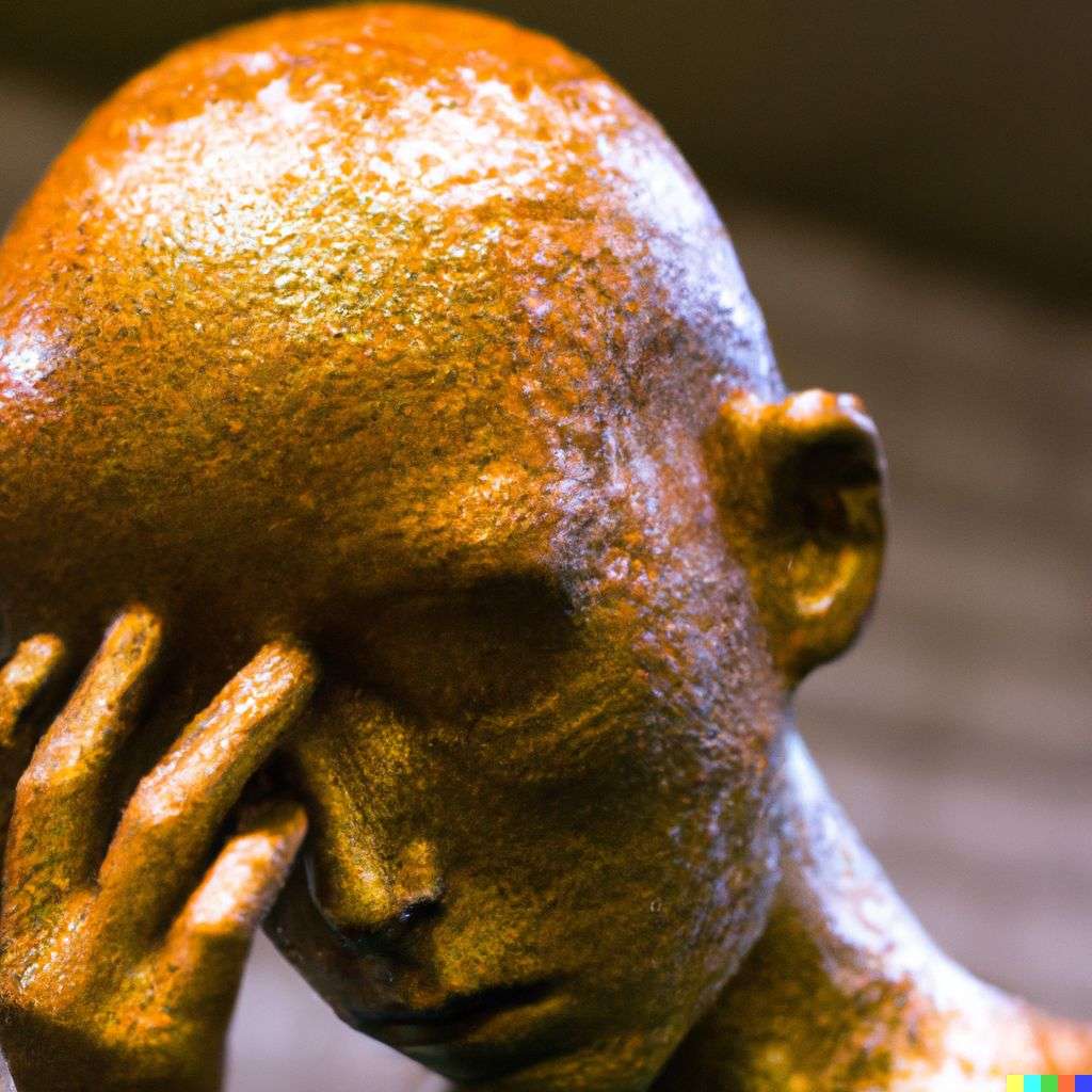 a representation of anxiety, bronze sculpture